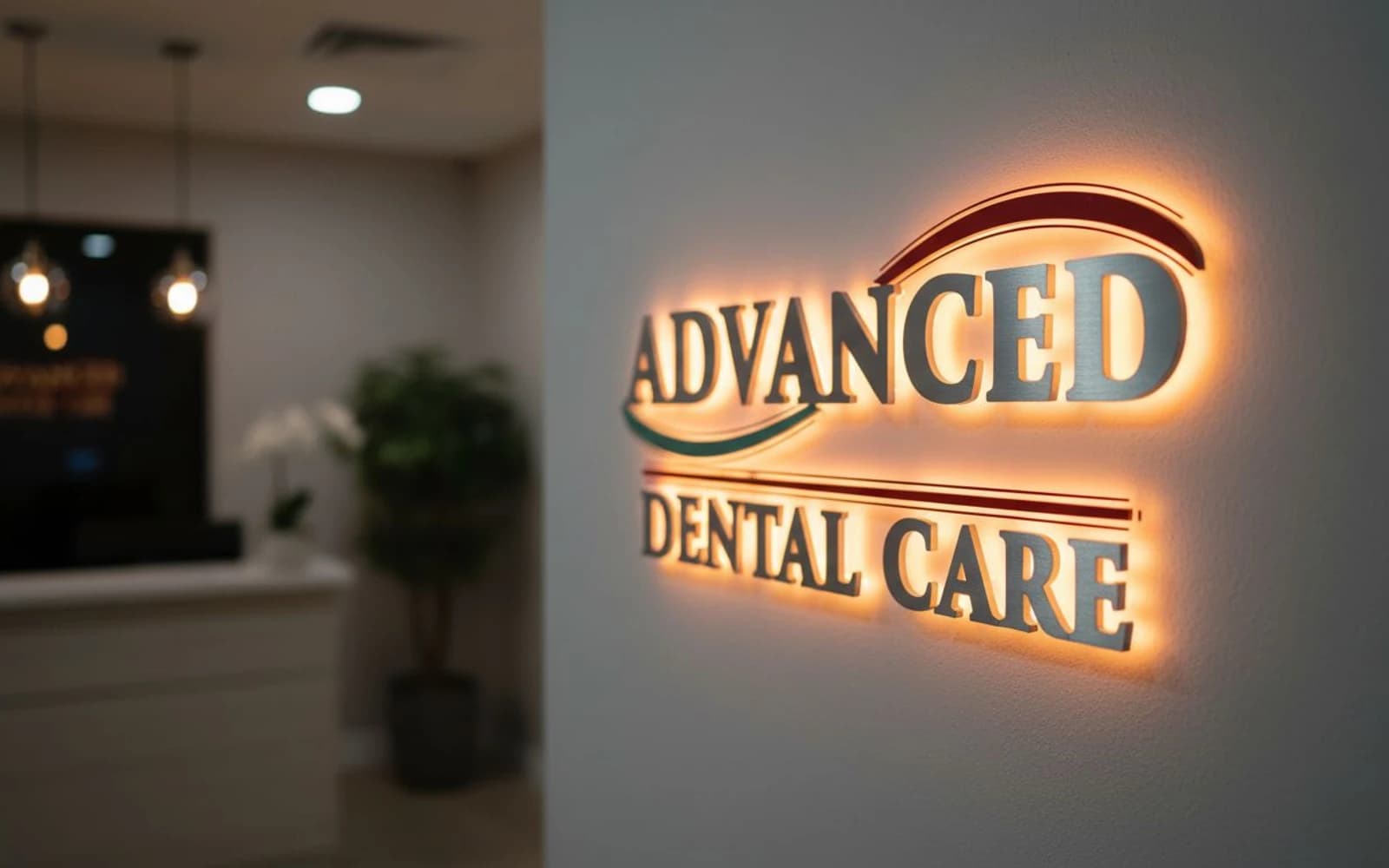 Backlit sign mockup for Advanced Dental Care of Austin
