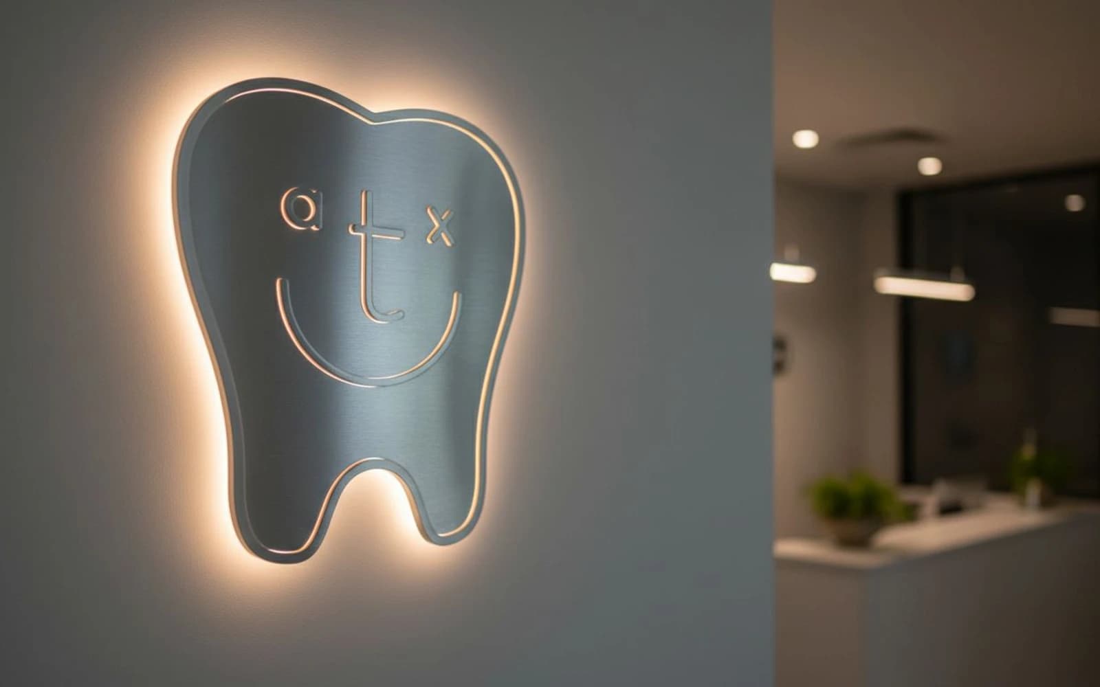 Backlit sign mockup for ATX Family Dental