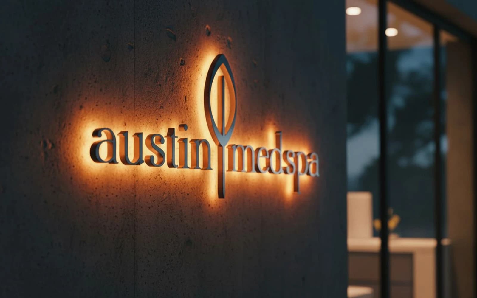 Backlit sign mockup for Austin Med Spa