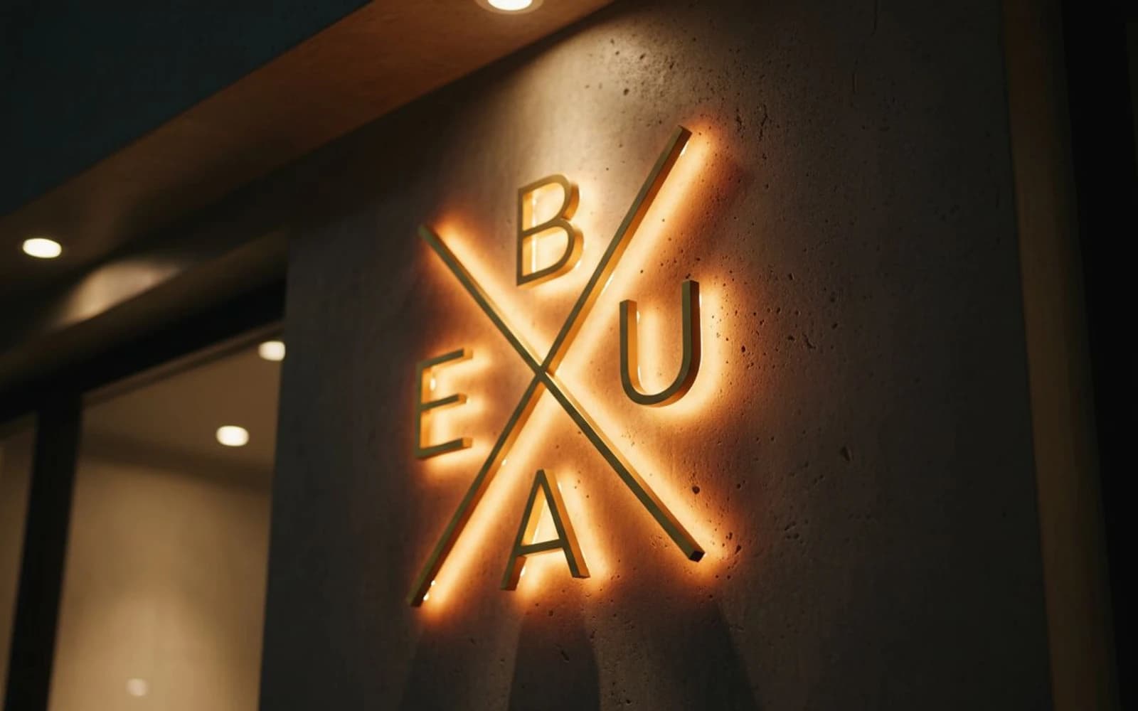 Backlit sign mockup for Beaux MedSpa
