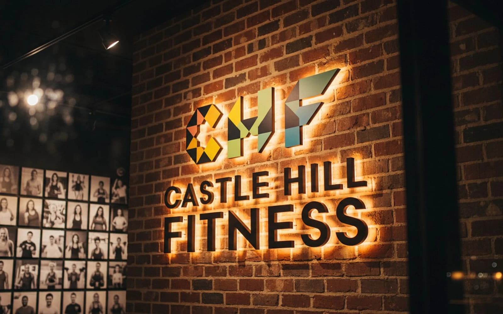 Backlit sign mockup for Castle Hill Fitness
