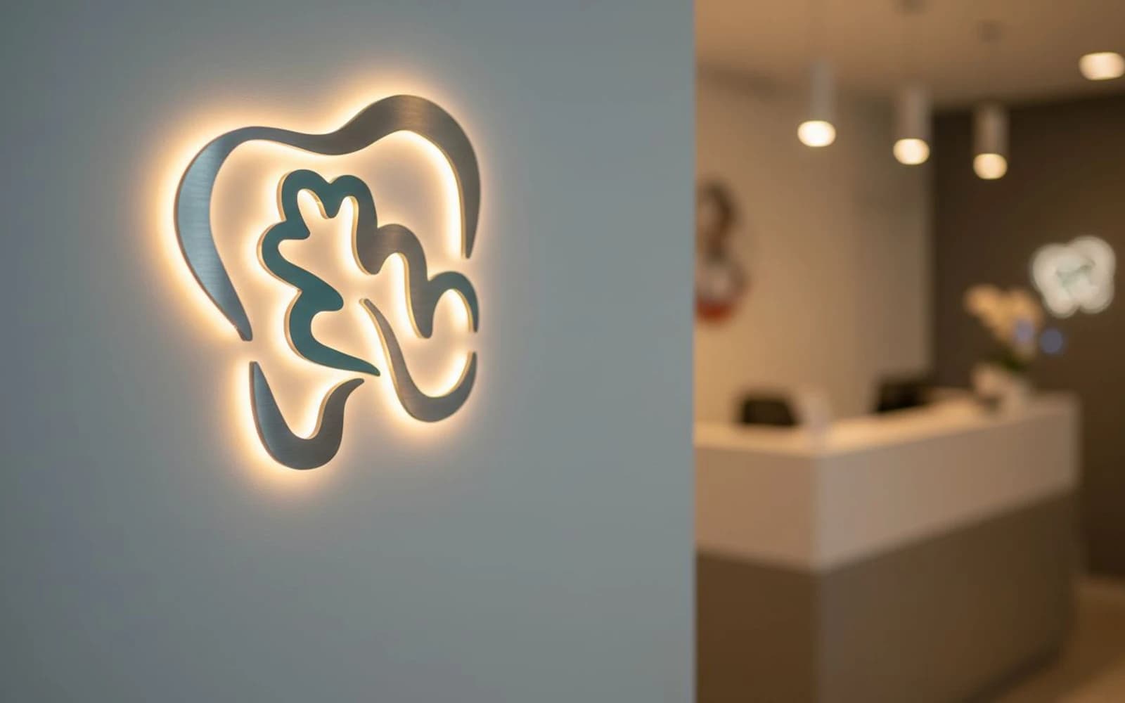 Backlit sign mockup for Dentistry Of The Oaks