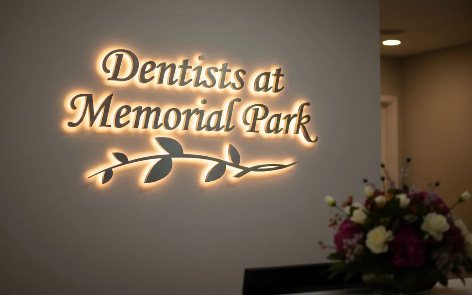 Backlit sign mockup for Dentists at Memorial Park