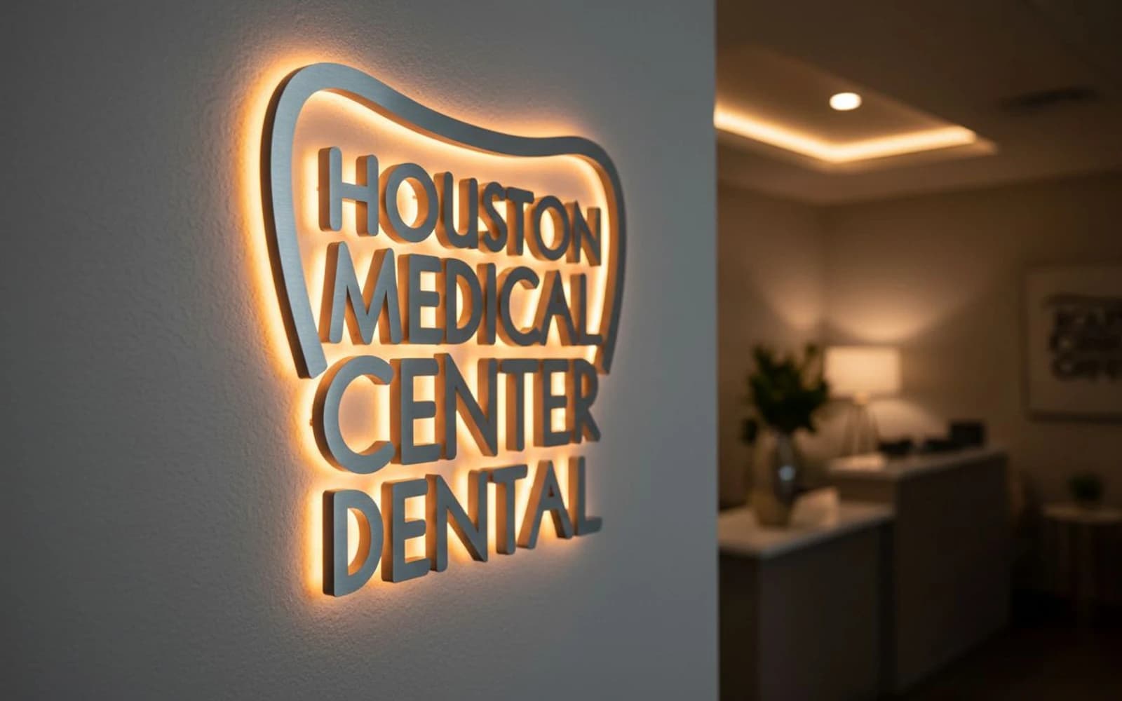 Backlit sign mockup for houston medical center dental