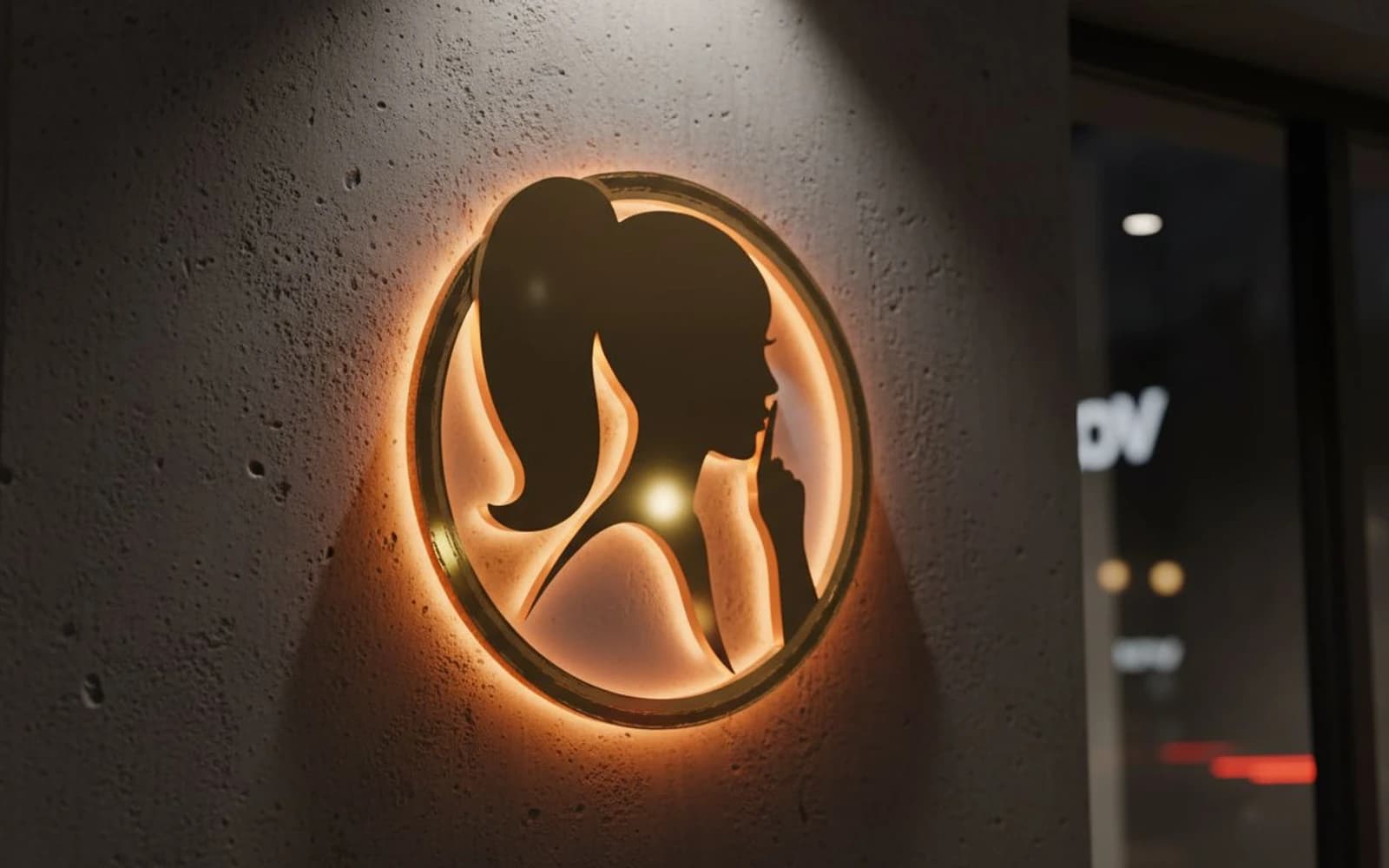 Backlit sign mockup for Hush LA Medspa