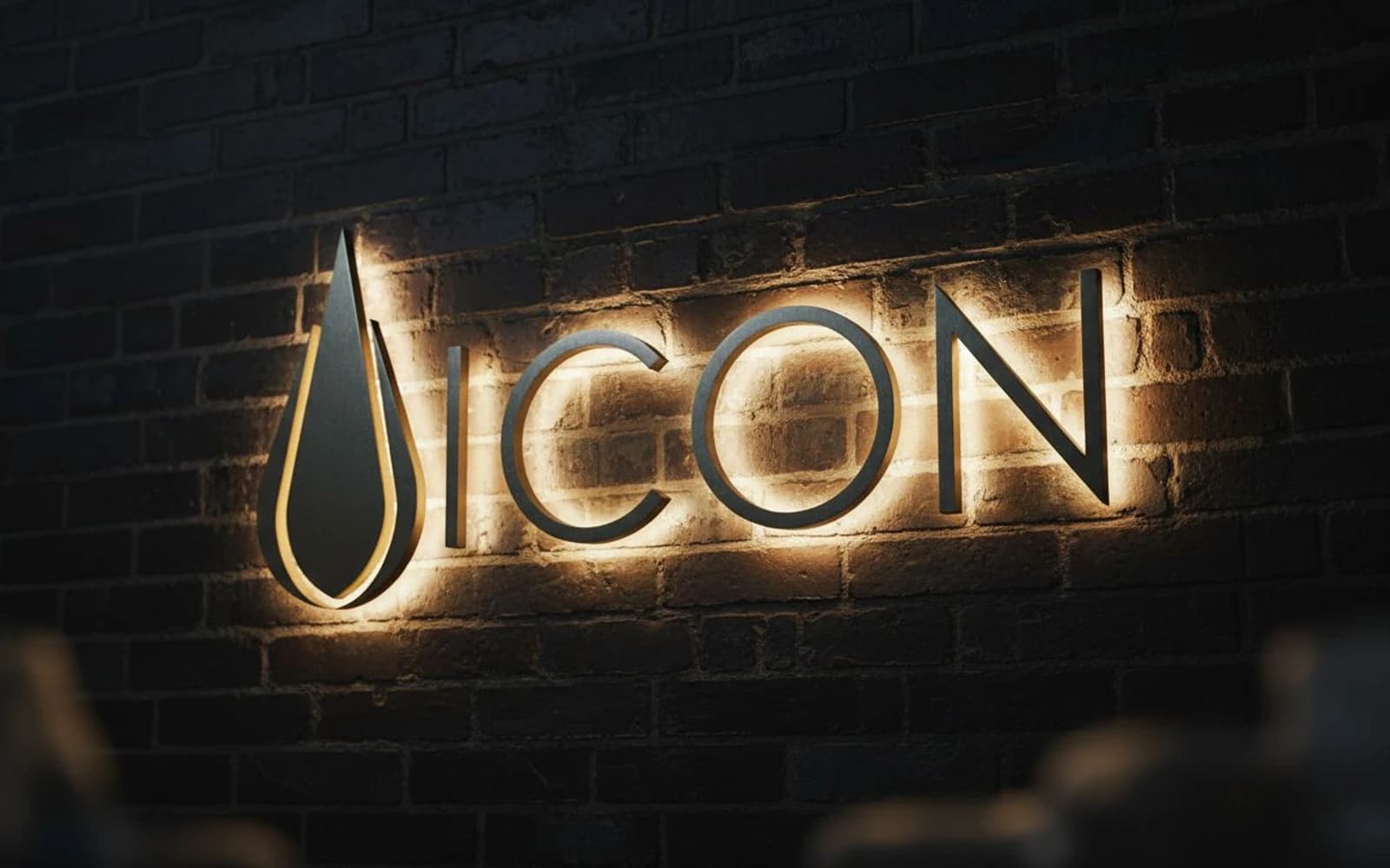 Backlit sign mockup for Icon Tattoo & Body Piercing