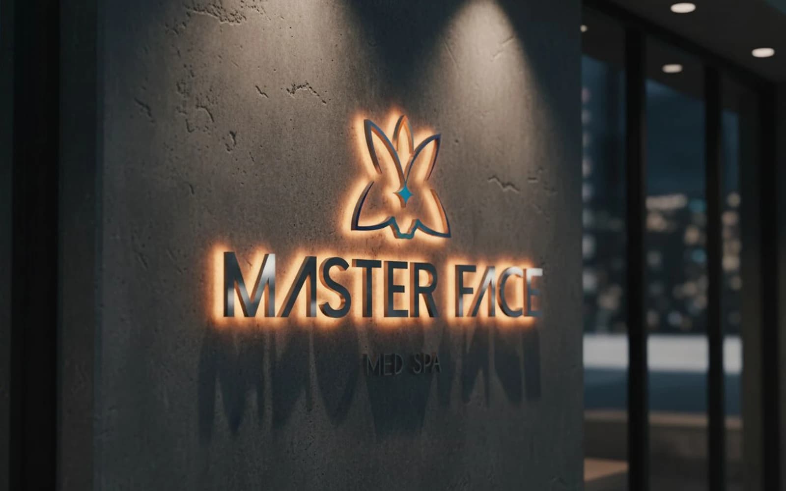 Backlit sign mockup for Master Face Med Spa