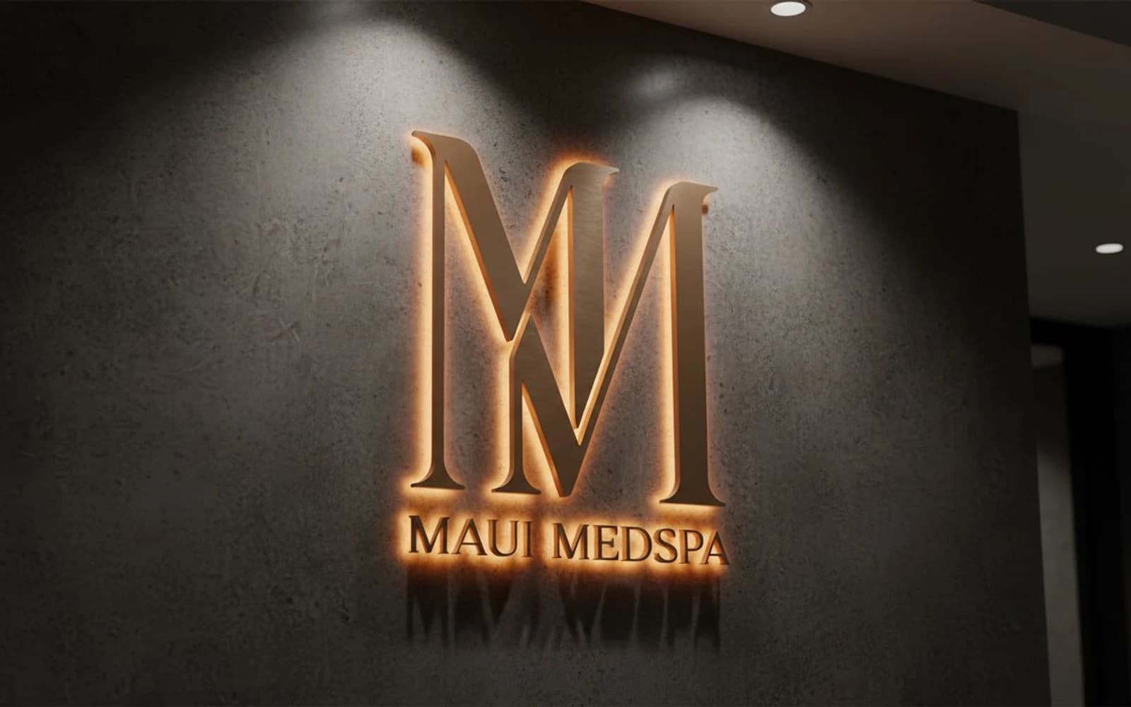 Backlit sign mockup for Maui MedSpa