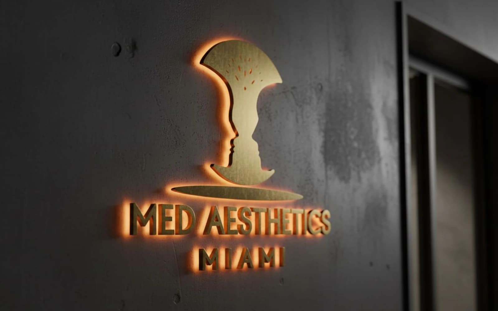 Backlit sign mockup for Med Aesthetics Miami