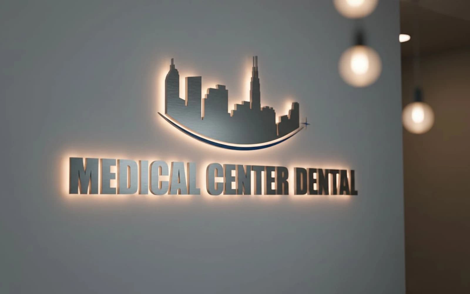 Backlit sign mockup for Medical Center Dental Group