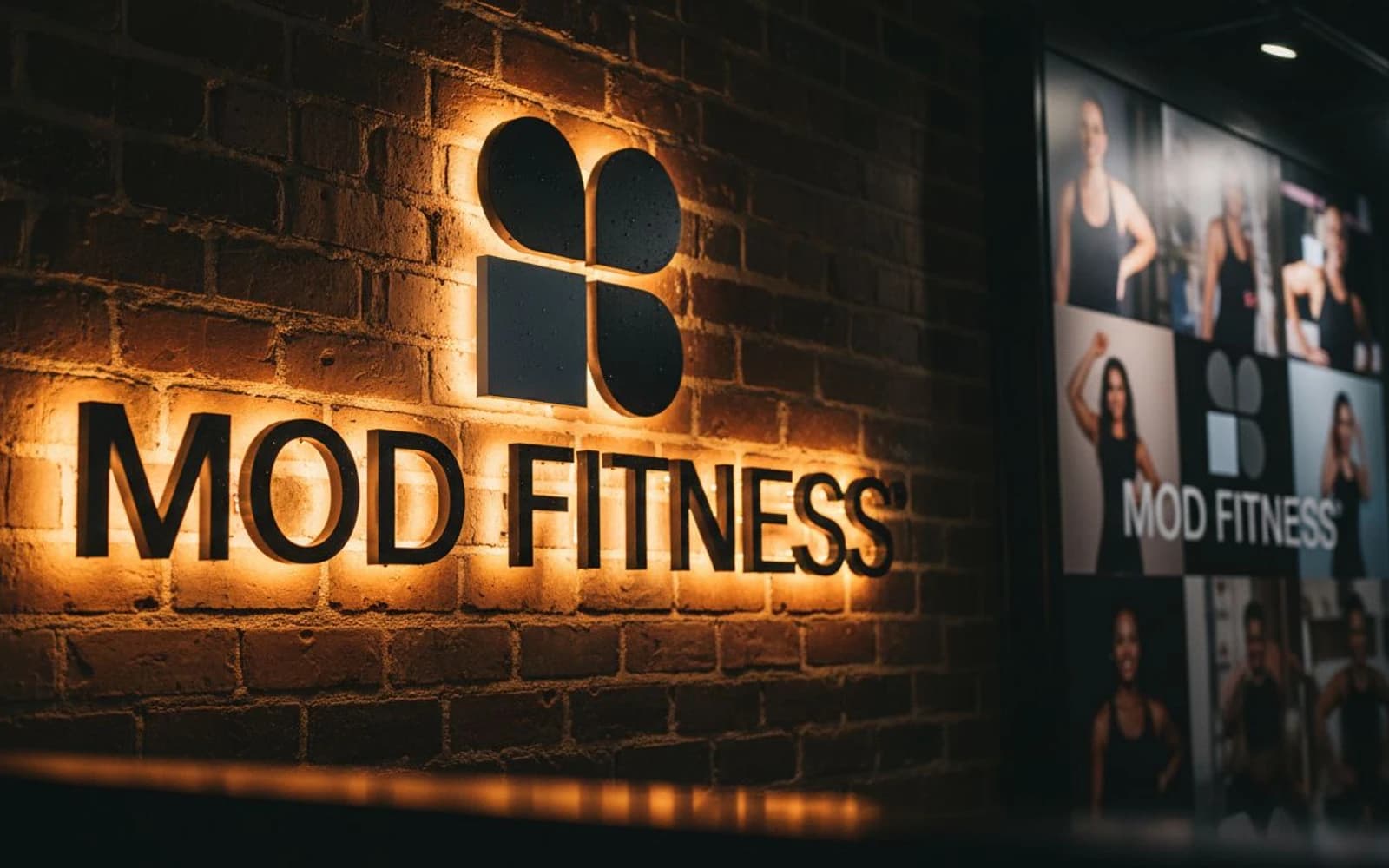 Backlit sign mockup for MOD FITNESS
