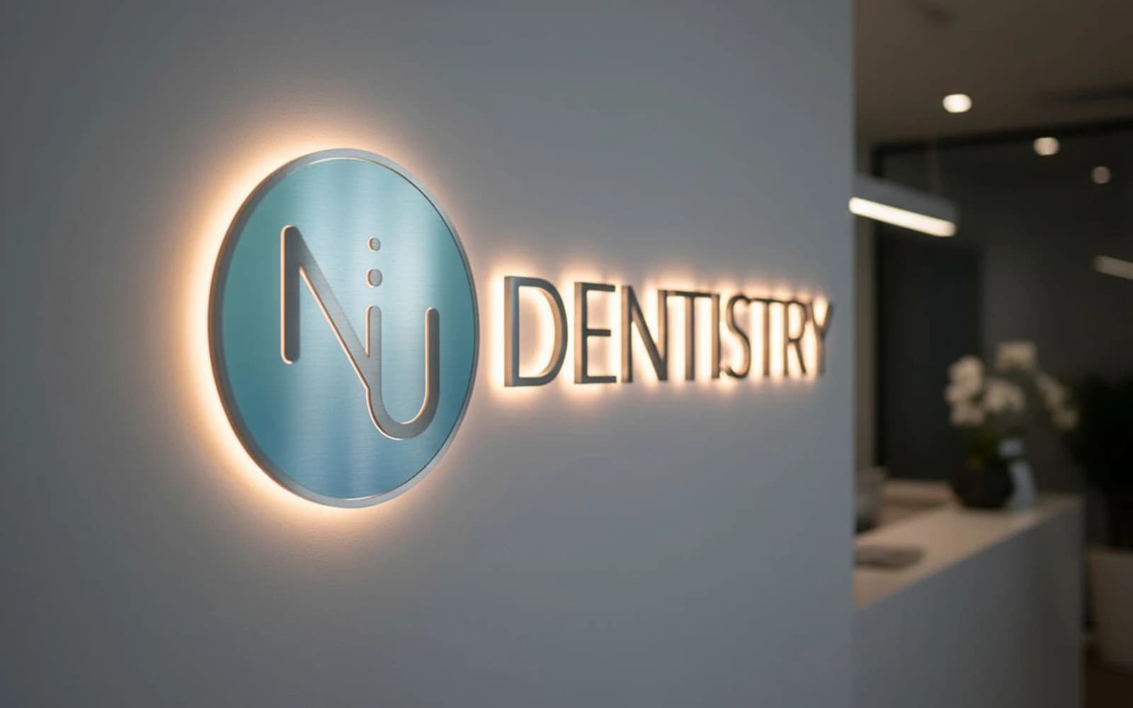 Backlit sign mockup for Nu Dentistry