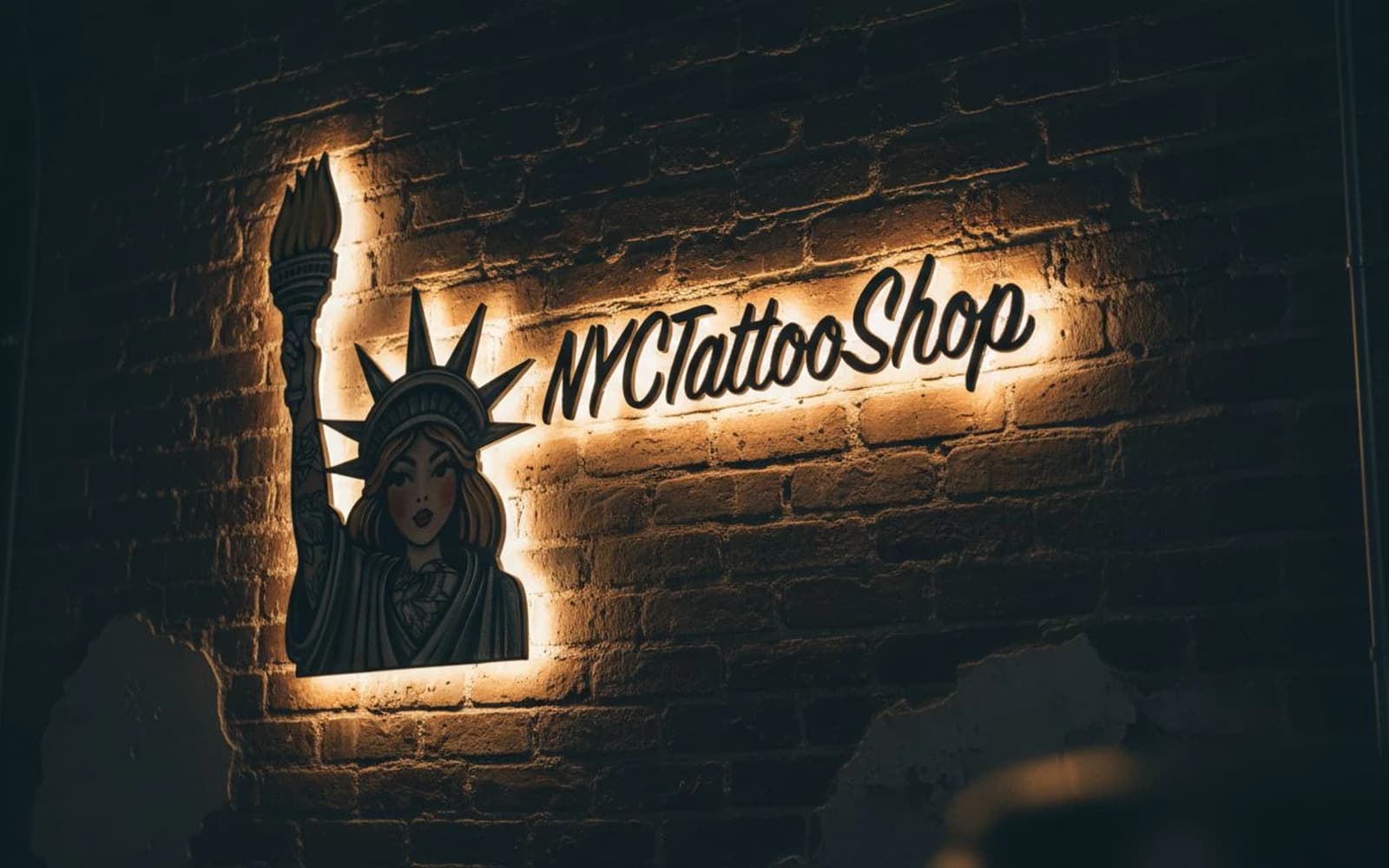 Backlit sign mockup for NYC Tattoo Parlor