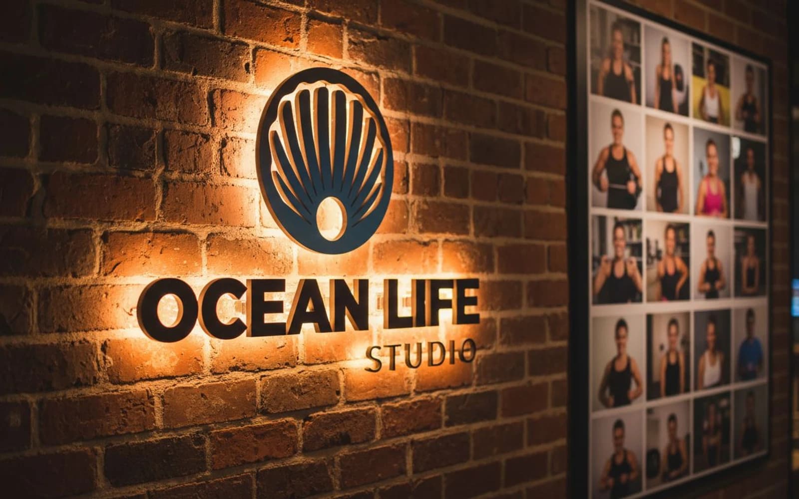 Backlit sign mockup for Ocean Life Studio