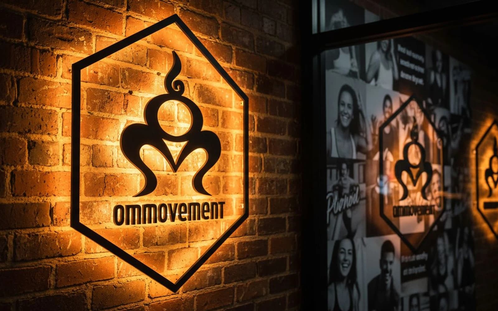 Backlit sign mockup for OM Movement