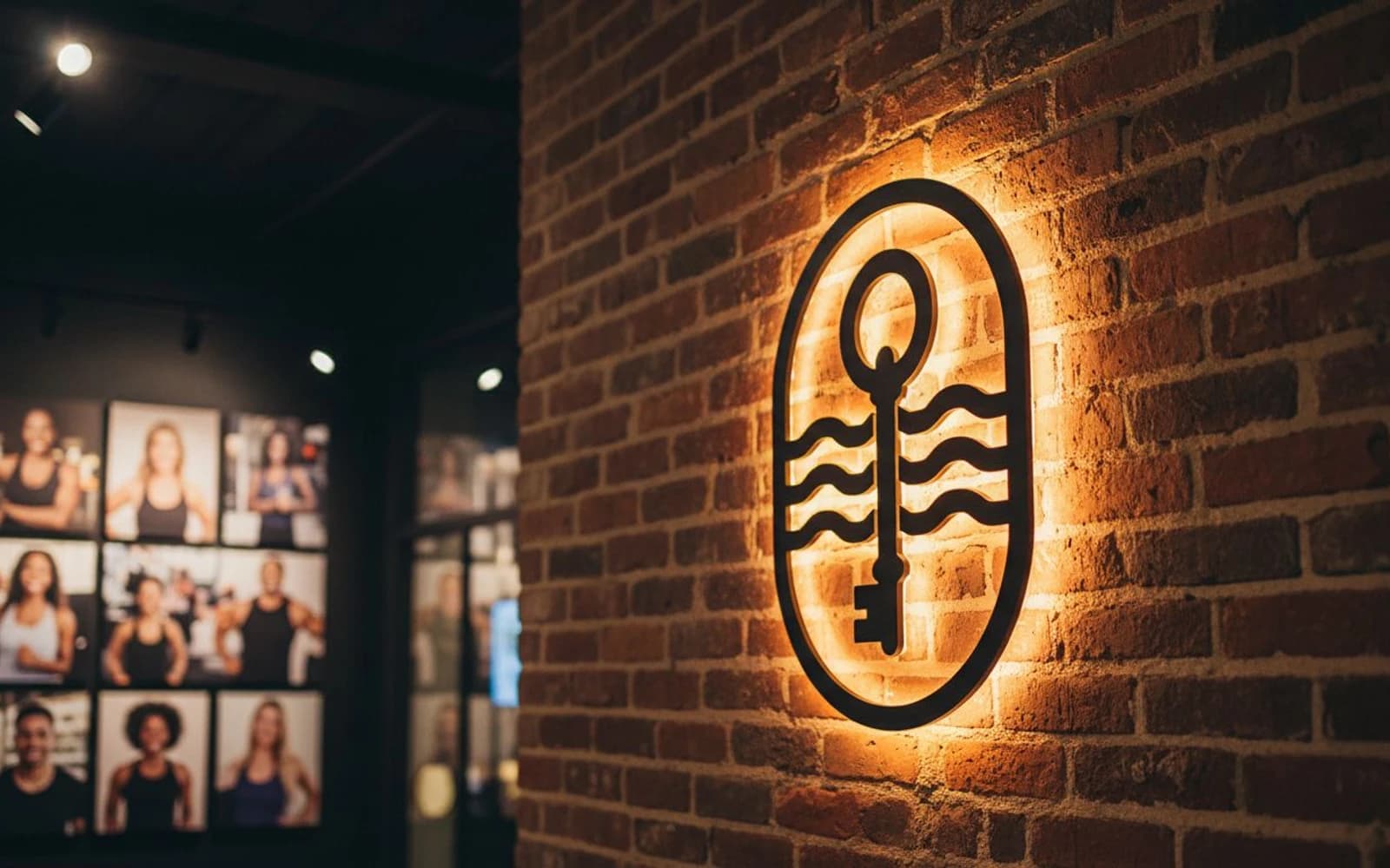 Backlit sign mockup for Open Door Yoga