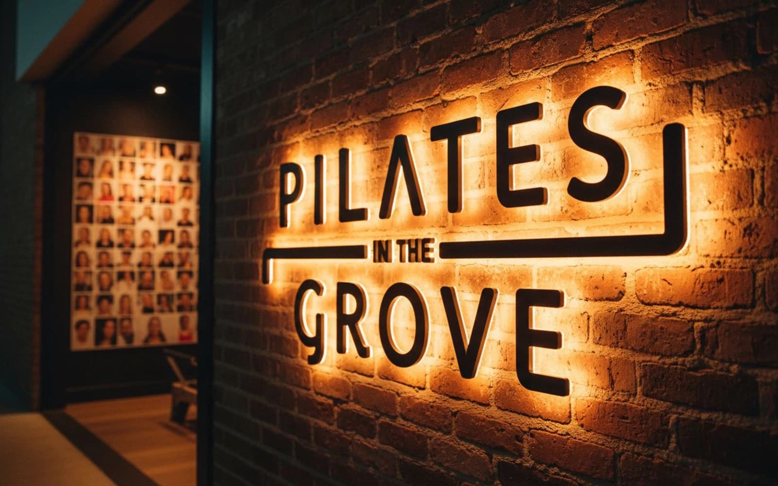 Backlit sign mockup for Pilates in the Grove- Coconut Grove