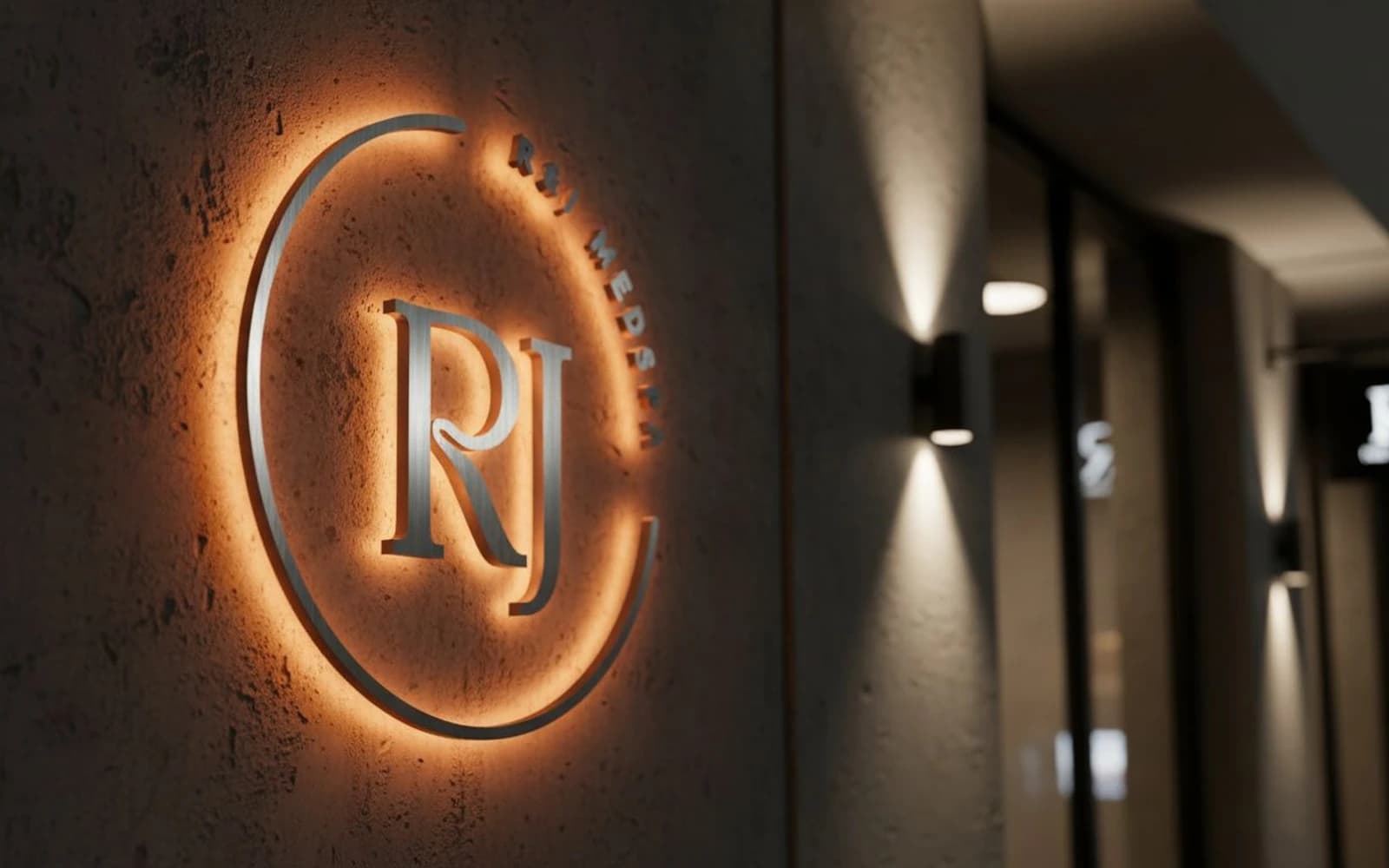 Backlit sign mockup for R&J Medspa