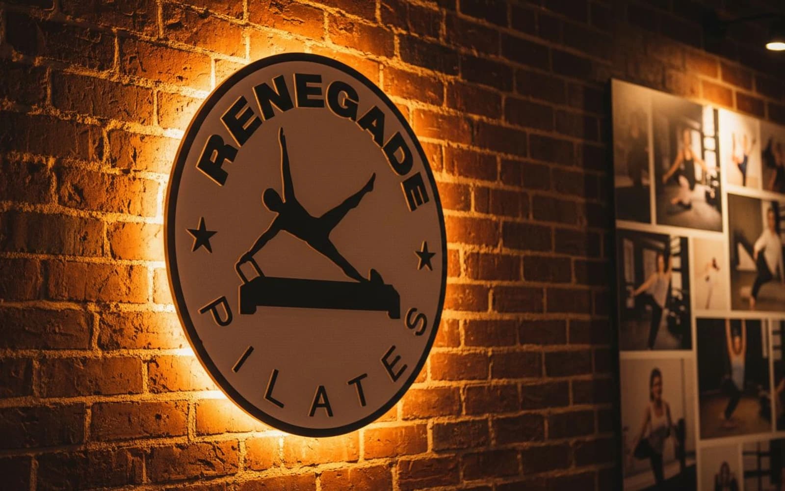 Backlit sign mockup for Renegade Pilates