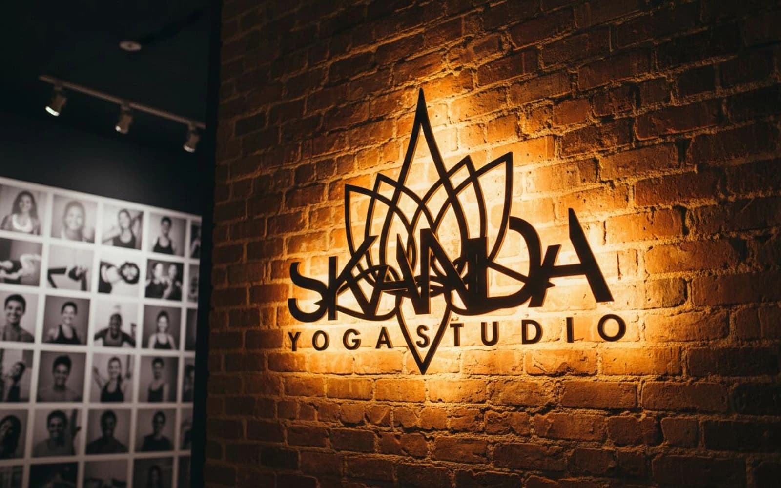 Backlit sign mockup for Skanda Yoga Studio