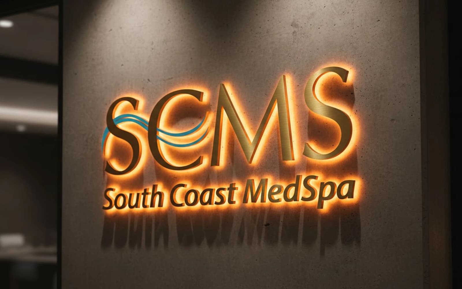 Backlit sign mockup for South Coast MedSpa