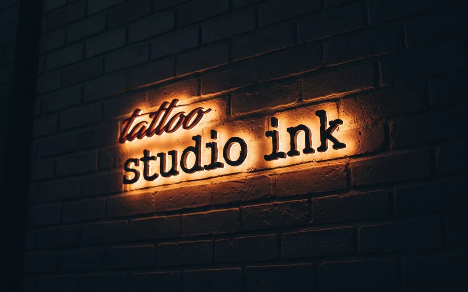 Backlit sign mockup for Studio Ink