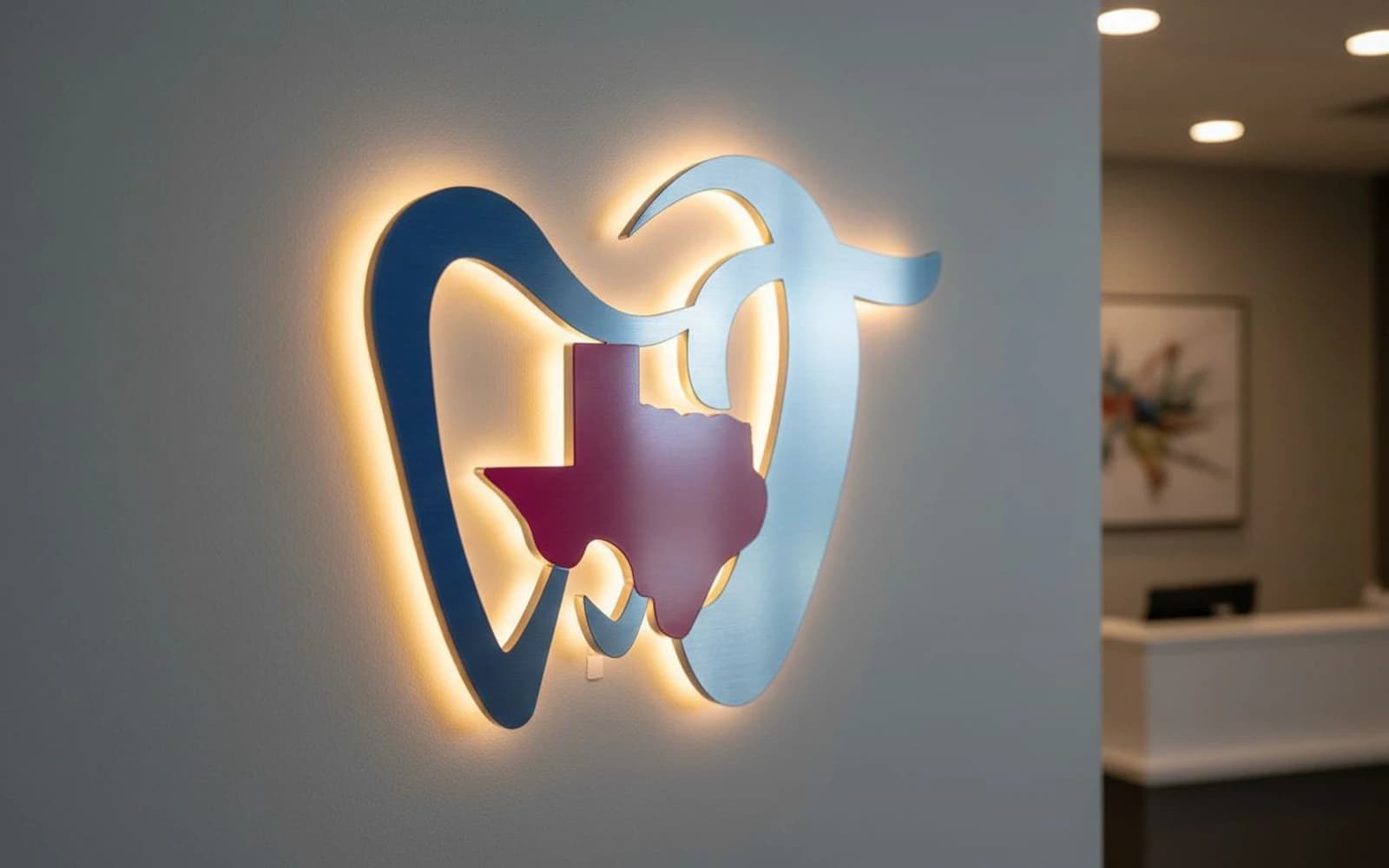 Backlit sign mockup for Texas Dental Center