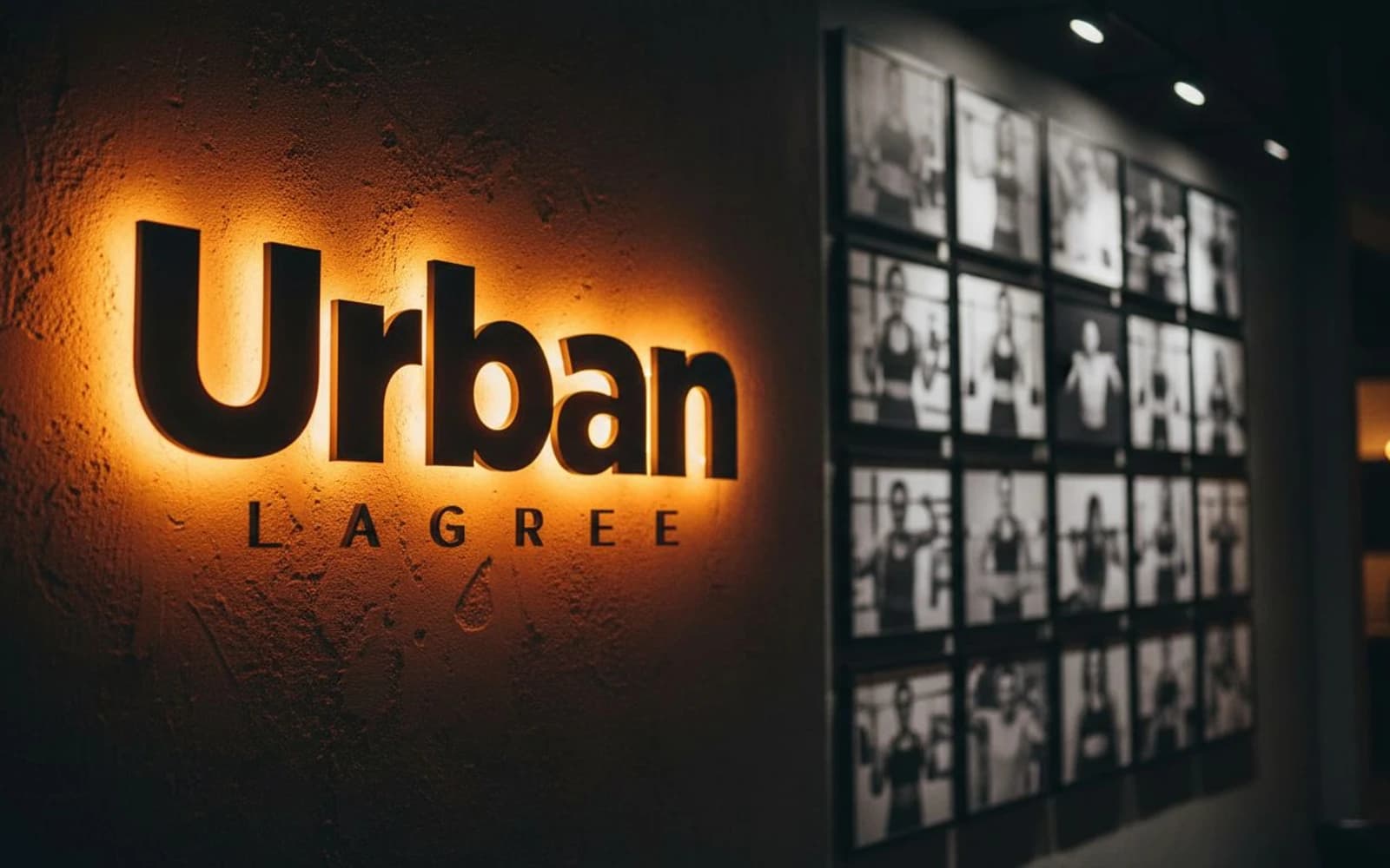 Backlit sign mockup for Urban Lagree - East Austin