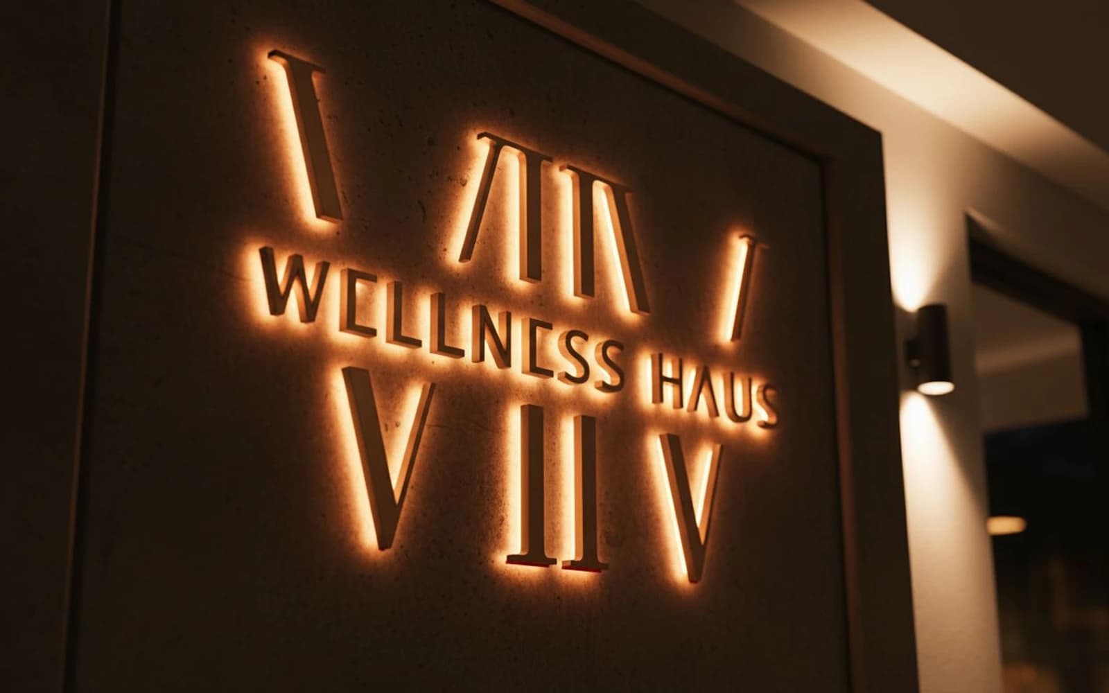 Backlit sign mockup for VIIV WELLNESS HAUS