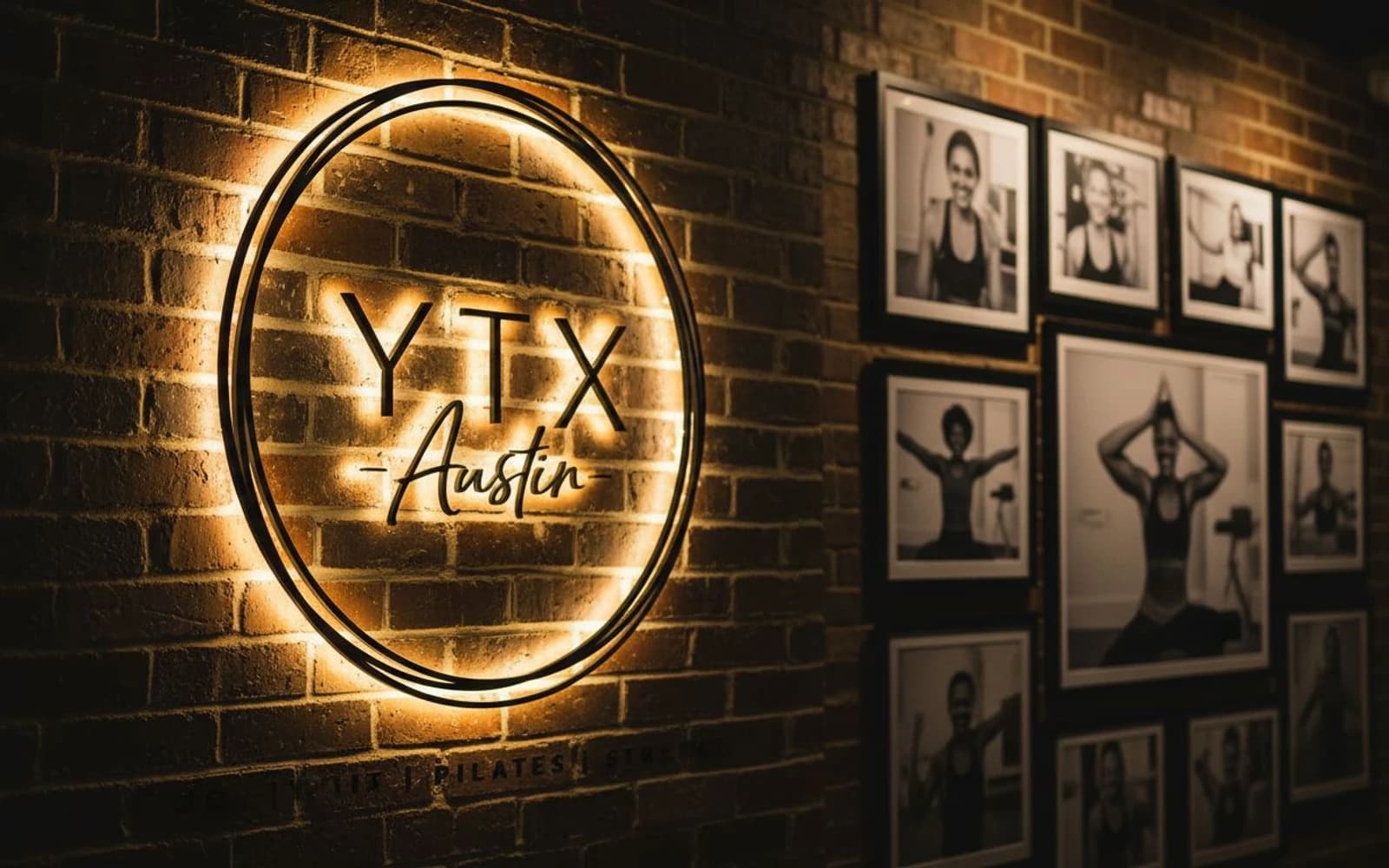 Backlit sign mockup for YTX Yoga, Strength, Pilates, & Recovery