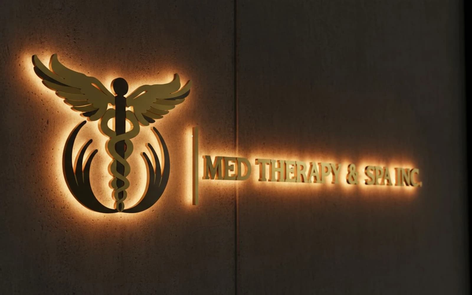 Backlit sign mockup for Med Therapy & Spa Inc. Botox/ Fillers/ Weight Loss/ Laser Hair Removal/ Laser Lifts/ Hormones/MD